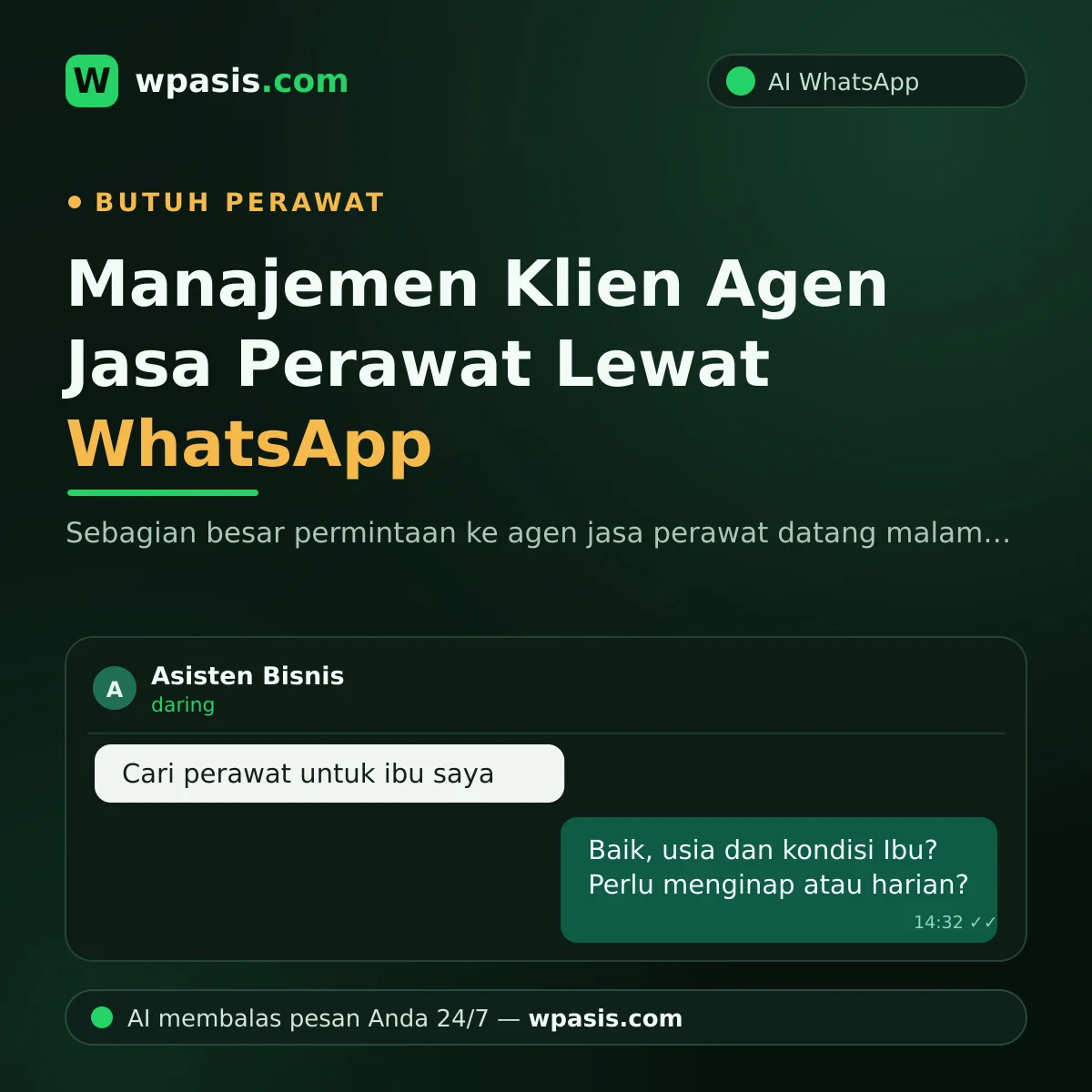 Manajemen Klien Agen Jasa Perawat Lewat WhatsApp