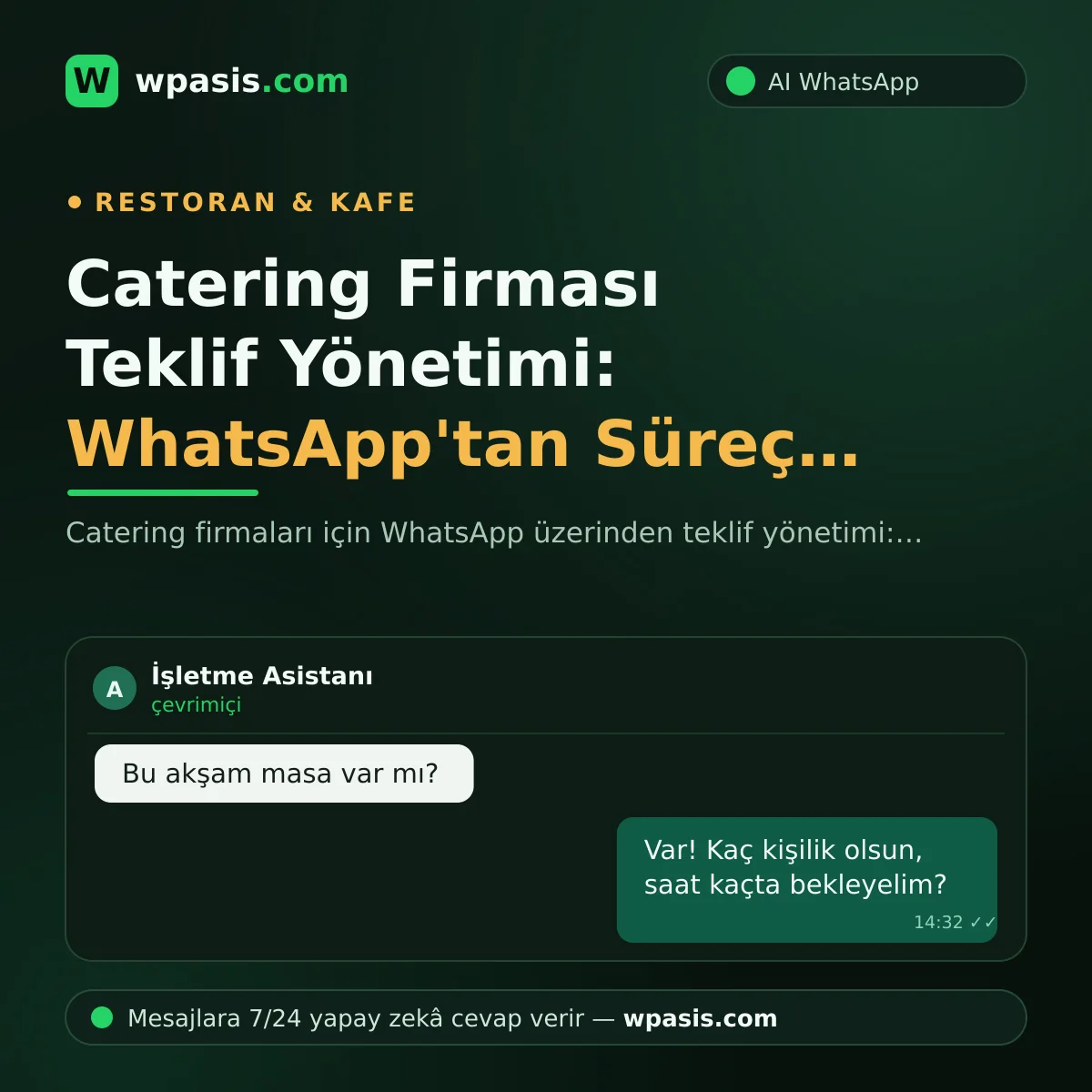 Catering Firması Teklif Yönetimi: WhatsApp'tan Süreç Kurma