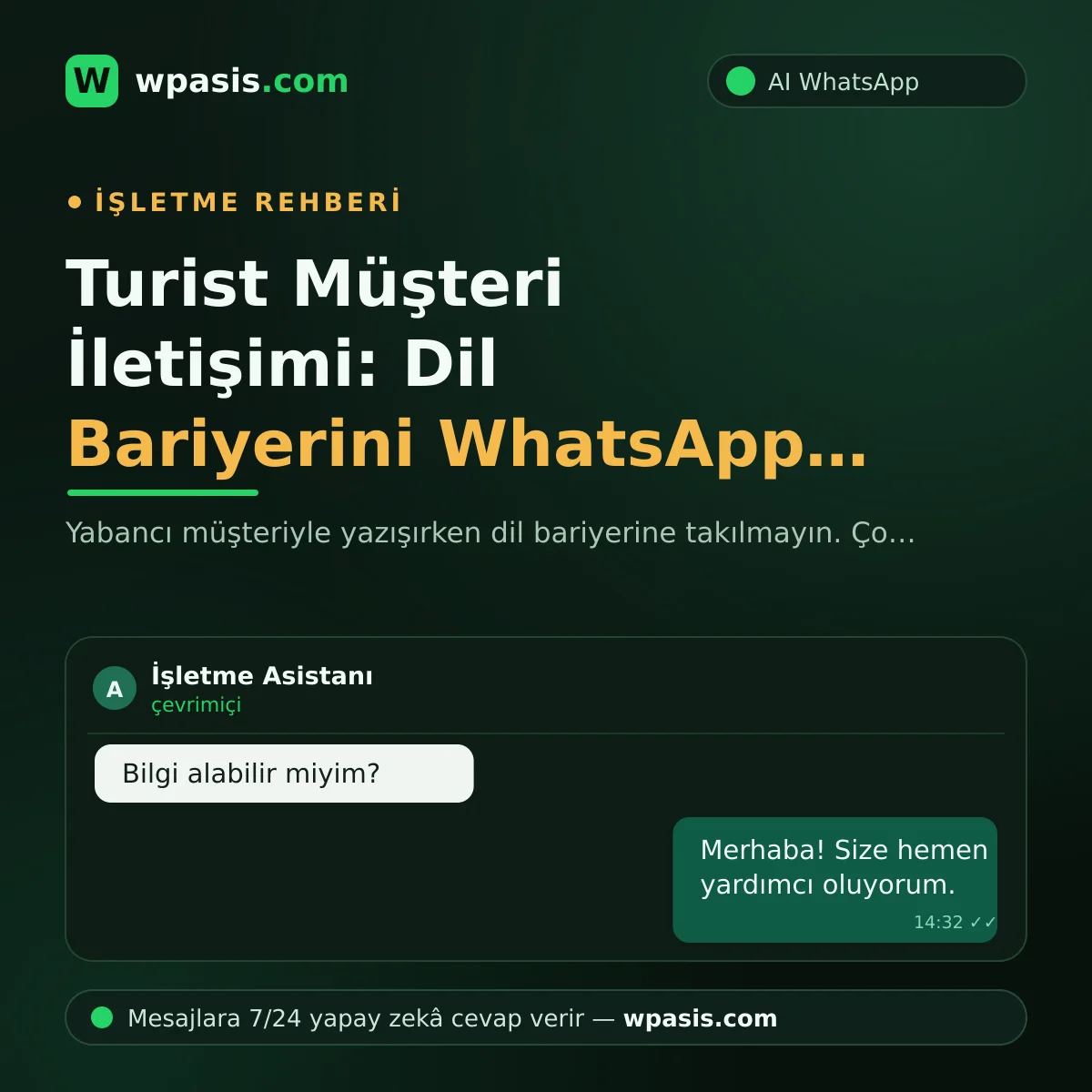 Turist Müşteri İletişimi: Dil Bariyerini WhatsApp ile Aşın
