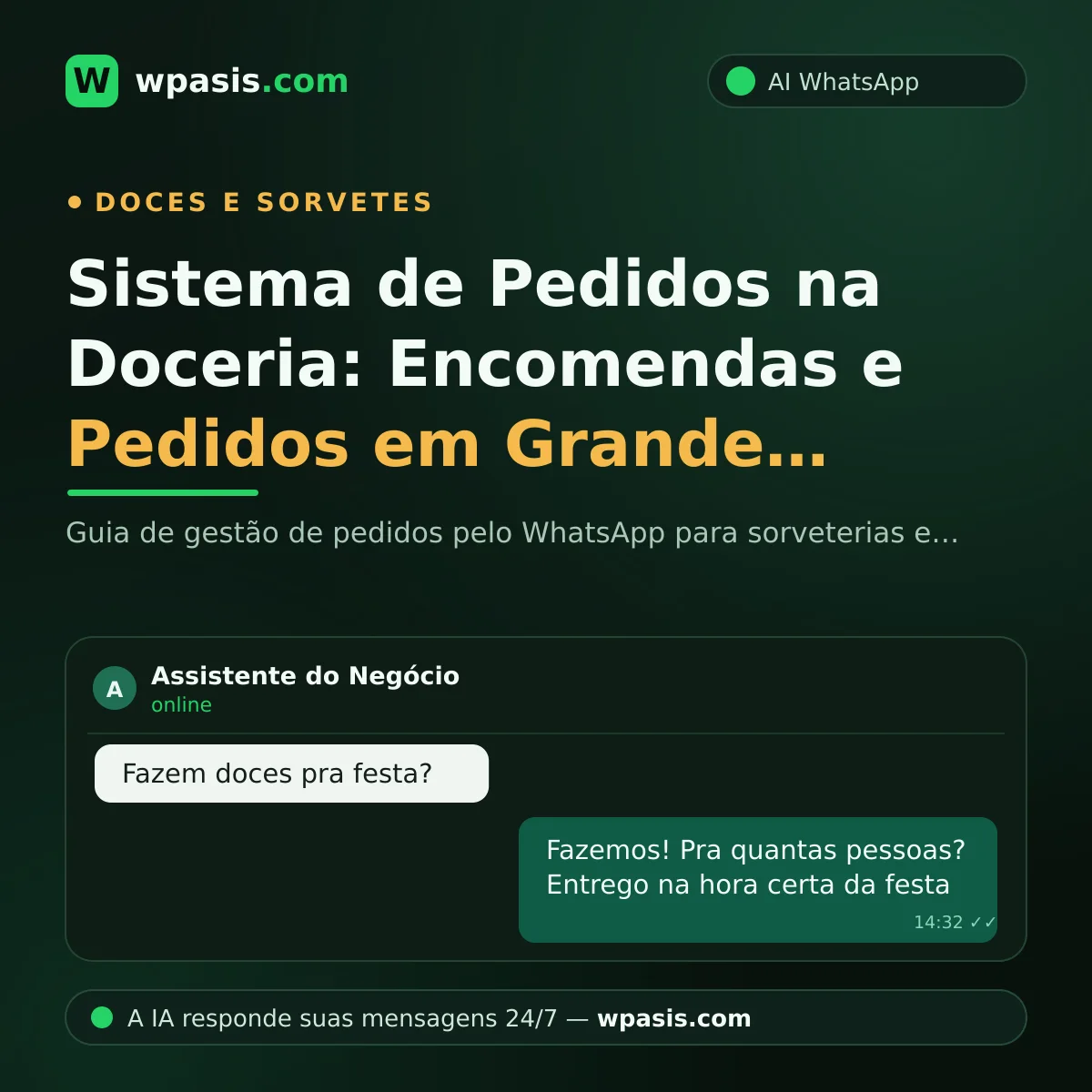 Sistema de Pedidos na Doceria: Encomendas e Pedidos em Grande Quantidade pelo WhatsApp