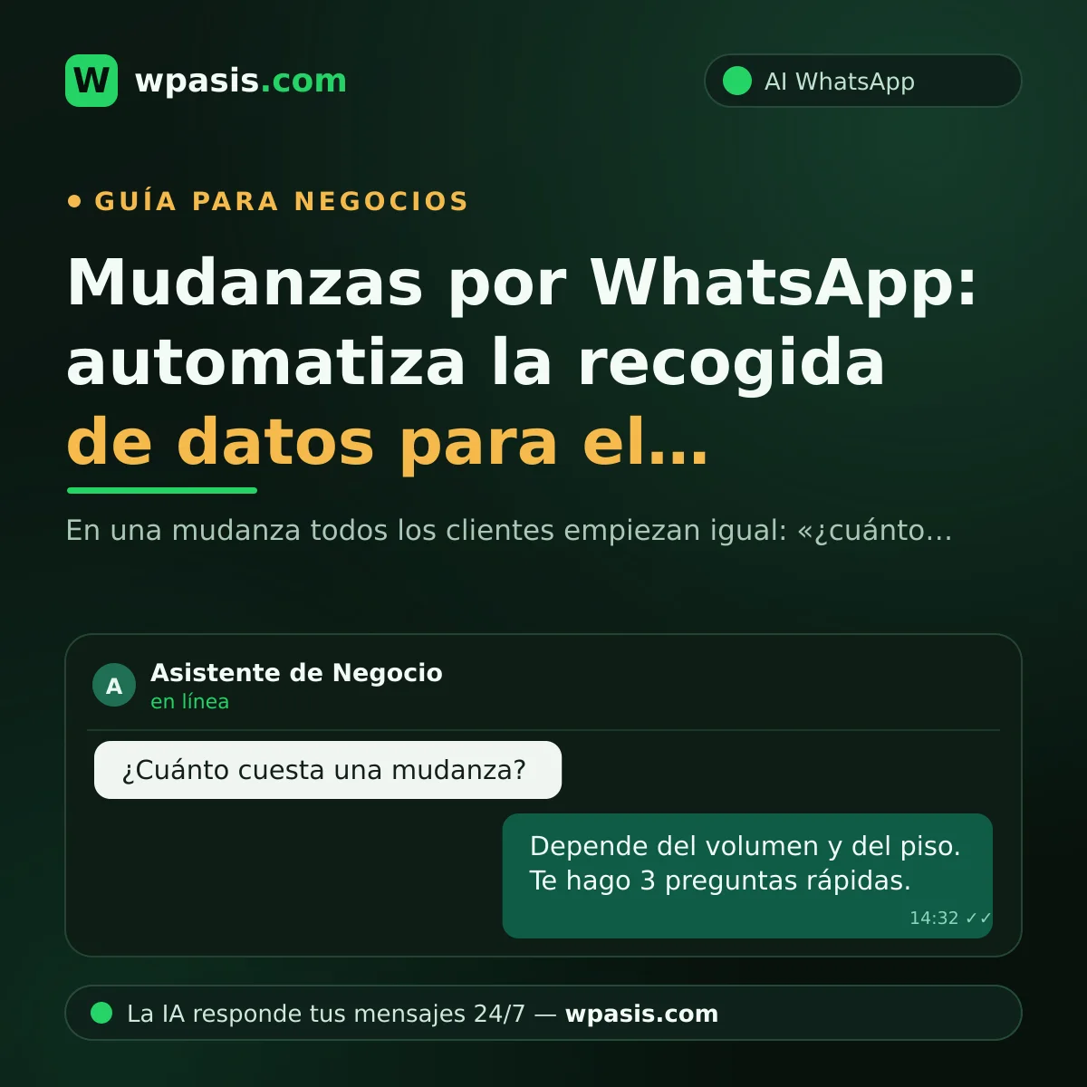 Mudanzas por WhatsApp: automatiza la recogida de datos para el presupuesto