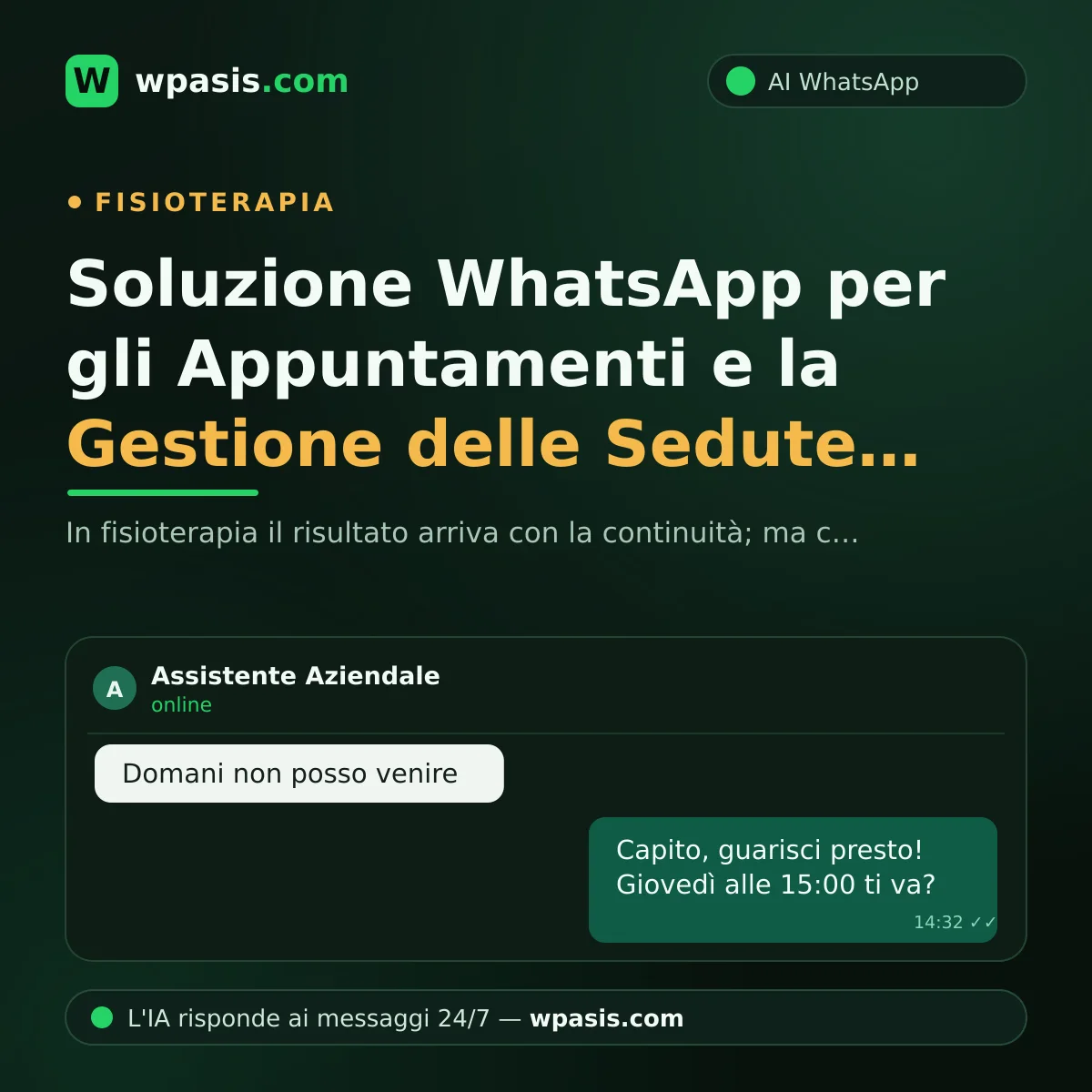 Soluzione WhatsApp per gli Appuntamenti e la Gestione delle Sedute del Fisioterapista