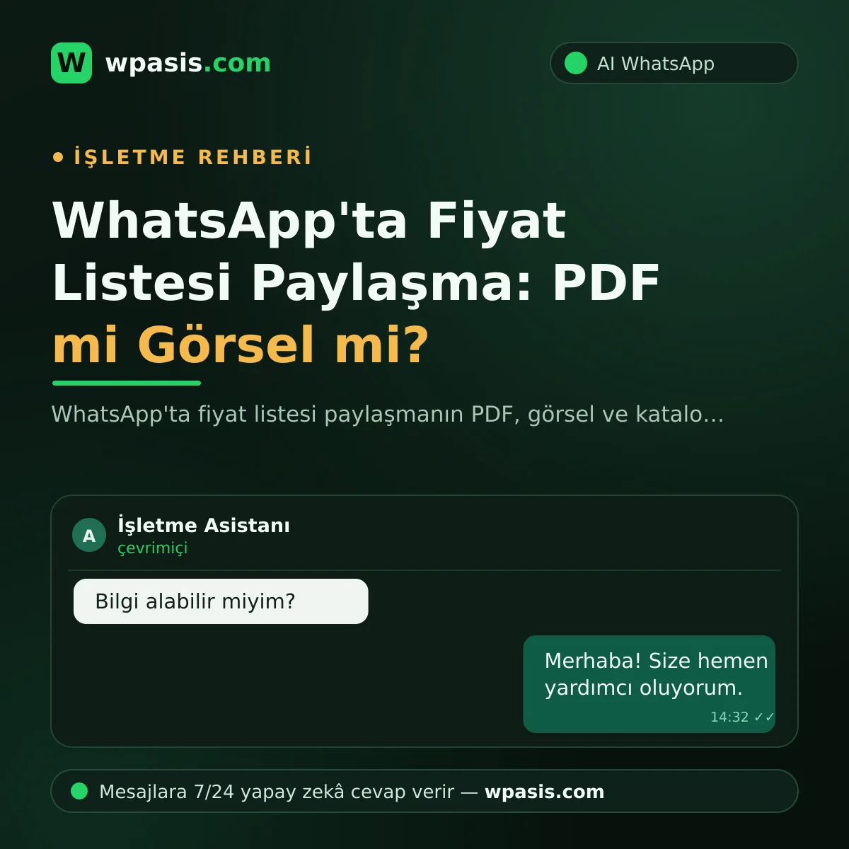 WhatsApp'ta Fiyat Listesi Paylaşma: PDF mi Görsel mi?