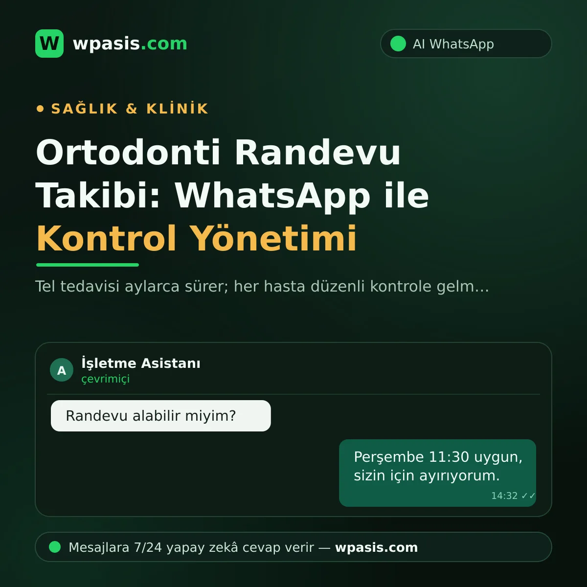 Ortodonti Randevu Takibi: WhatsApp ile Kontrol Yönetimi