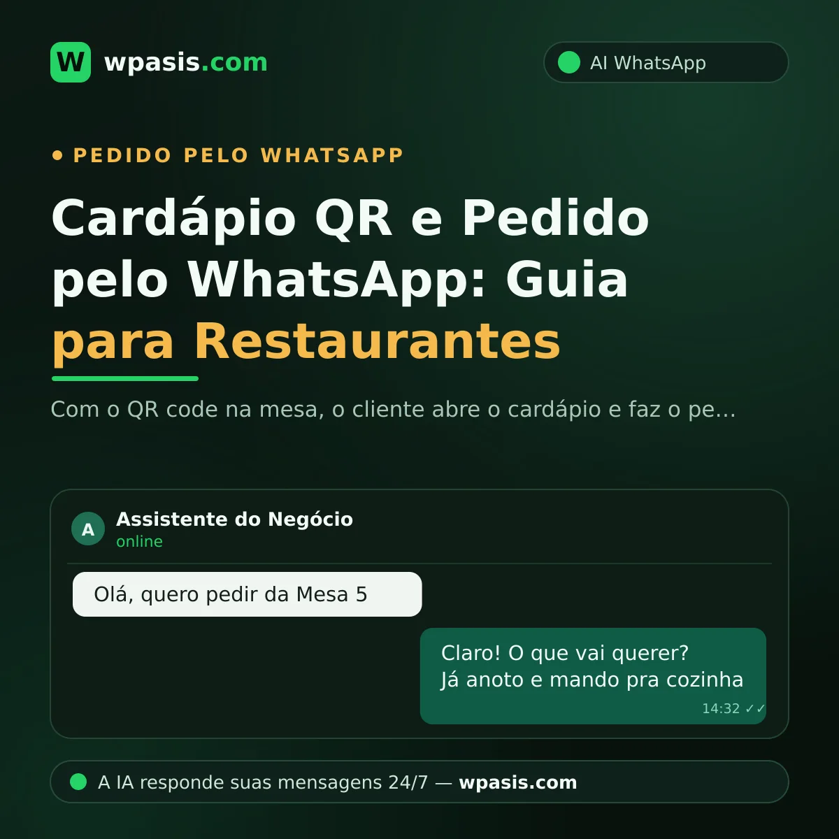 Cardápio QR e Pedido pelo WhatsApp: Guia para Restaurantes