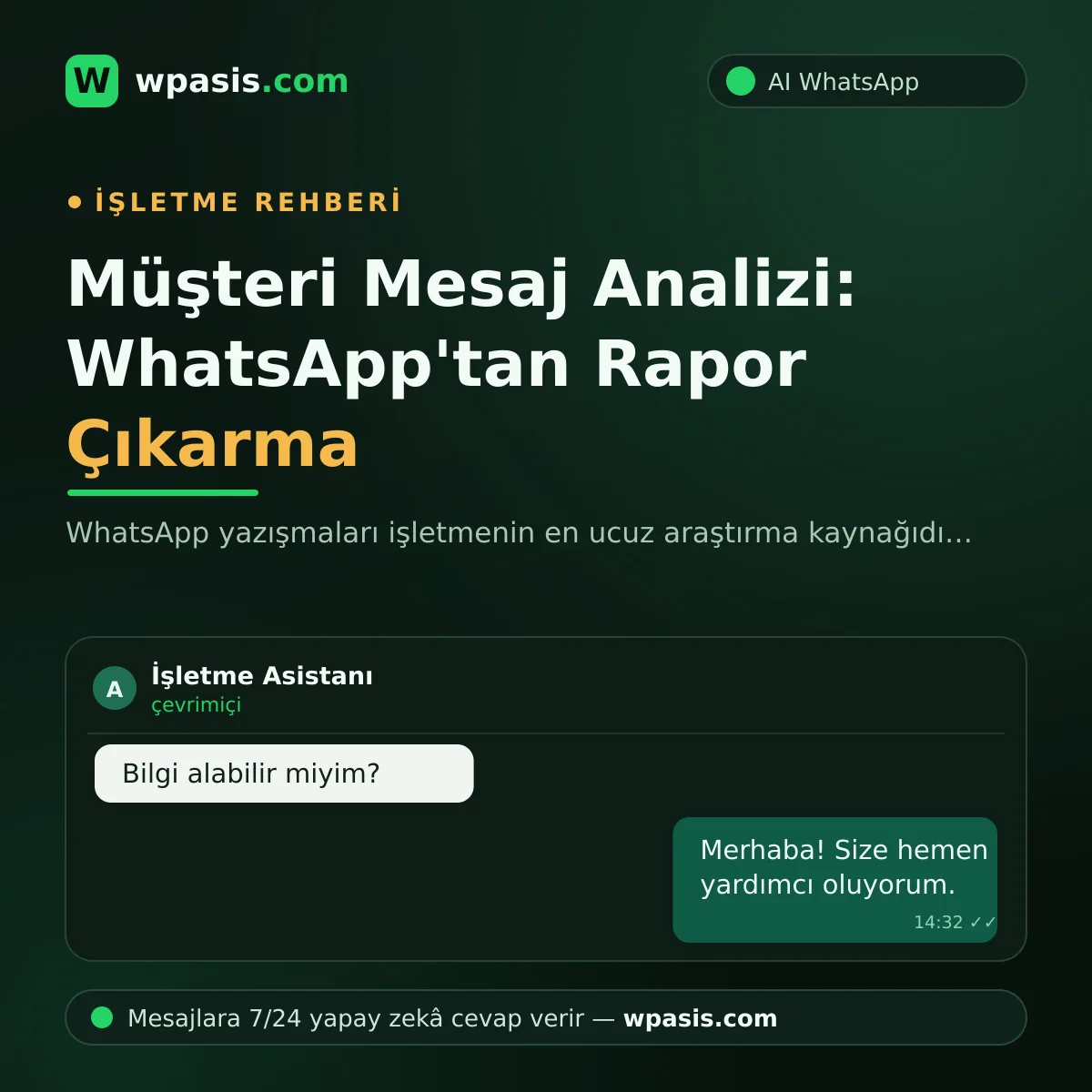 Müşteri Mesaj Analizi: WhatsApp'tan Rapor Çıkarma