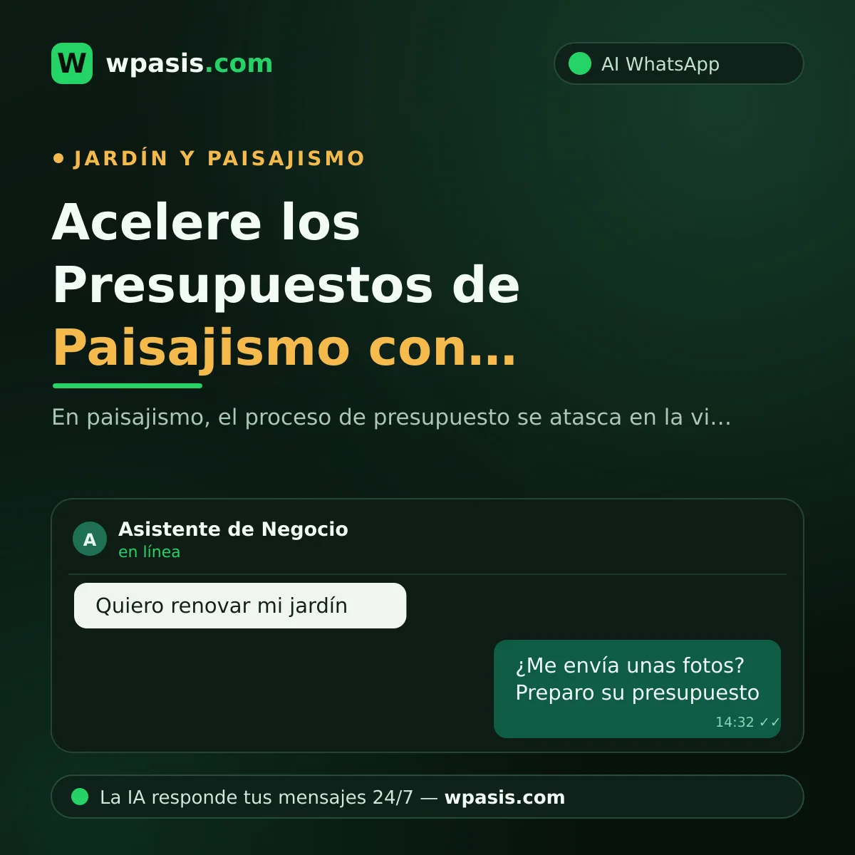 Acelere los Presupuestos de Paisajismo con WhatsApp