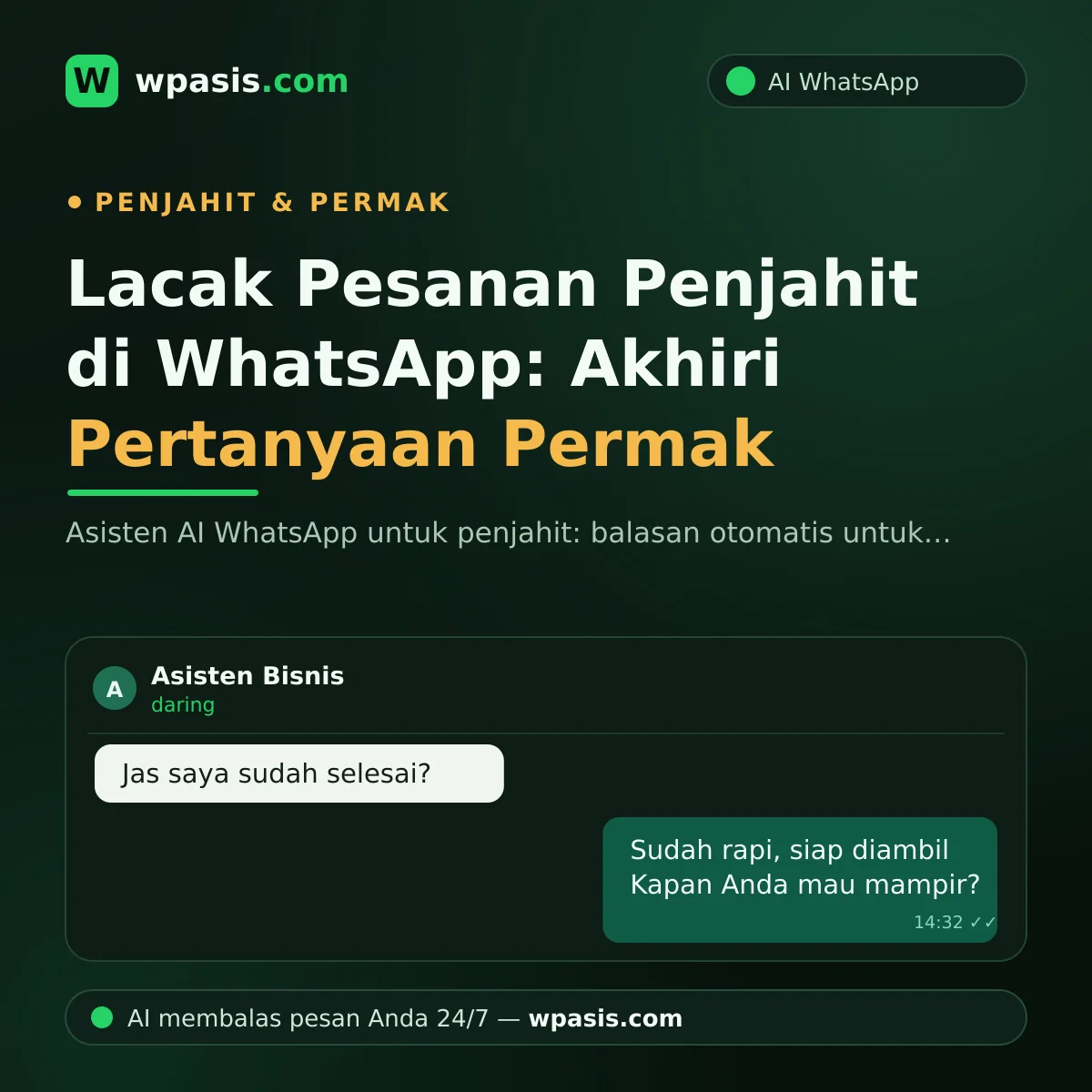 Lacak Pesanan Penjahit di WhatsApp: Akhiri Pertanyaan Permak