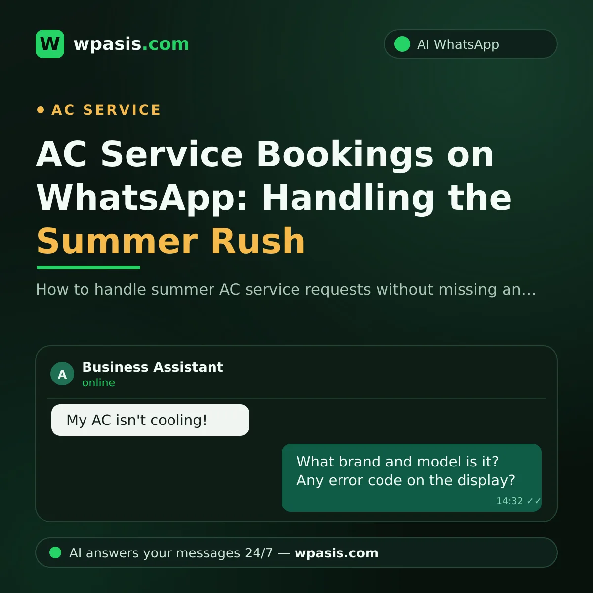 AC Service Bookings on WhatsApp: Handling the Summer Rush