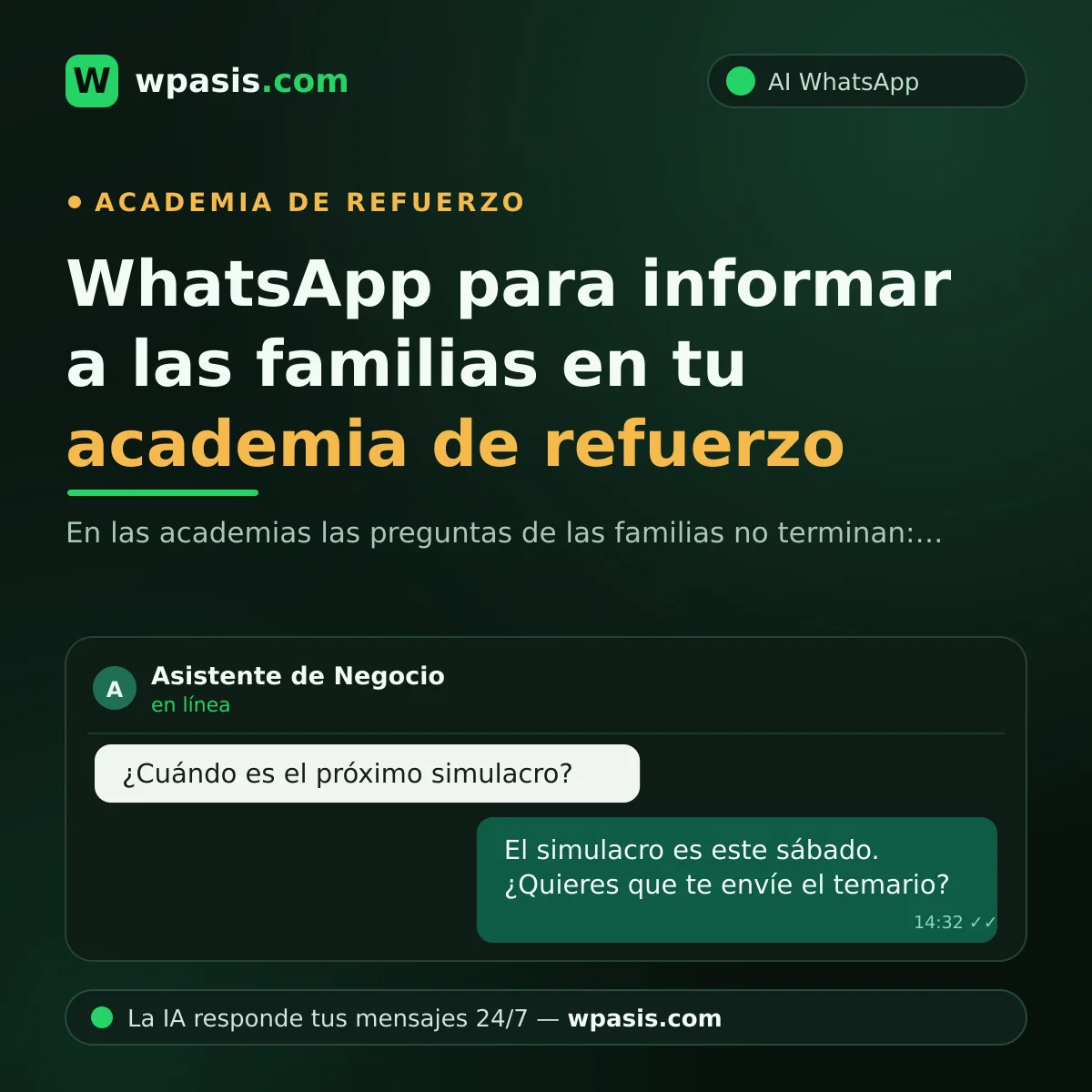 WhatsApp para informar a las familias en tu academia de refuerzo