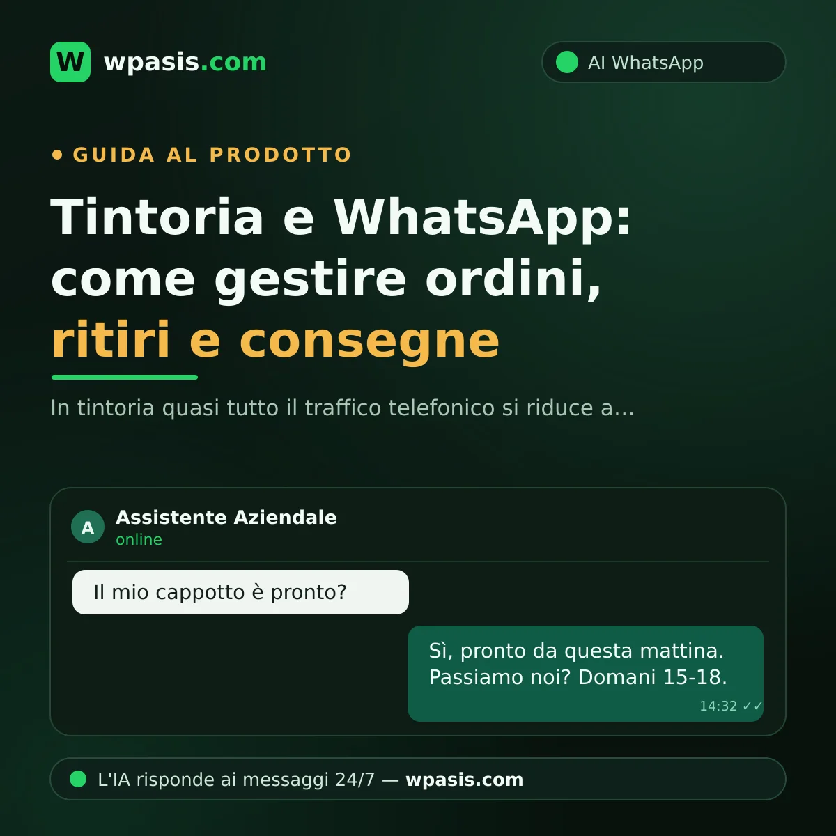 Tintoria e WhatsApp: come gestire ordini, ritiri e consegne