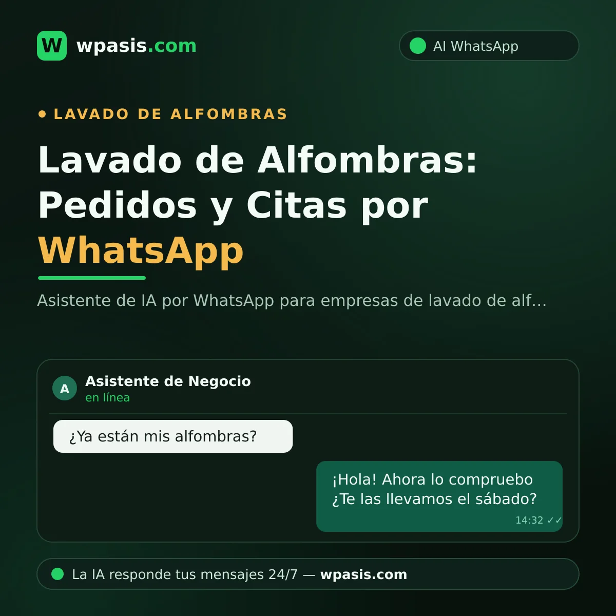 Lavado de Alfombras: Pedidos y Citas por WhatsApp