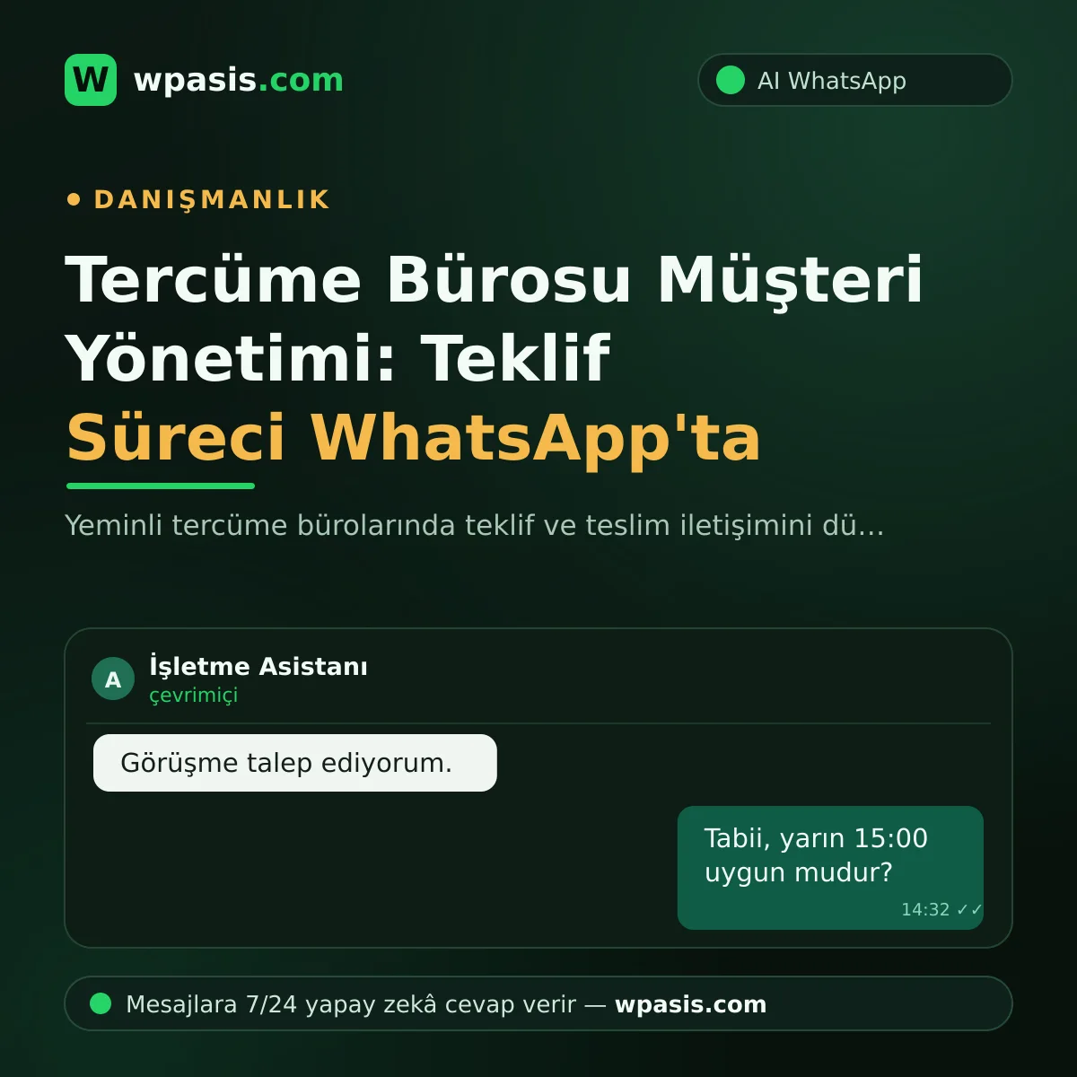 Tercüme Bürosu Müşteri Yönetimi: Teklif Süreci WhatsApp'ta