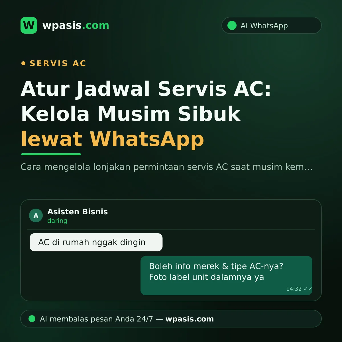 Atur Jadwal Servis AC: Kelola Musim Sibuk lewat WhatsApp