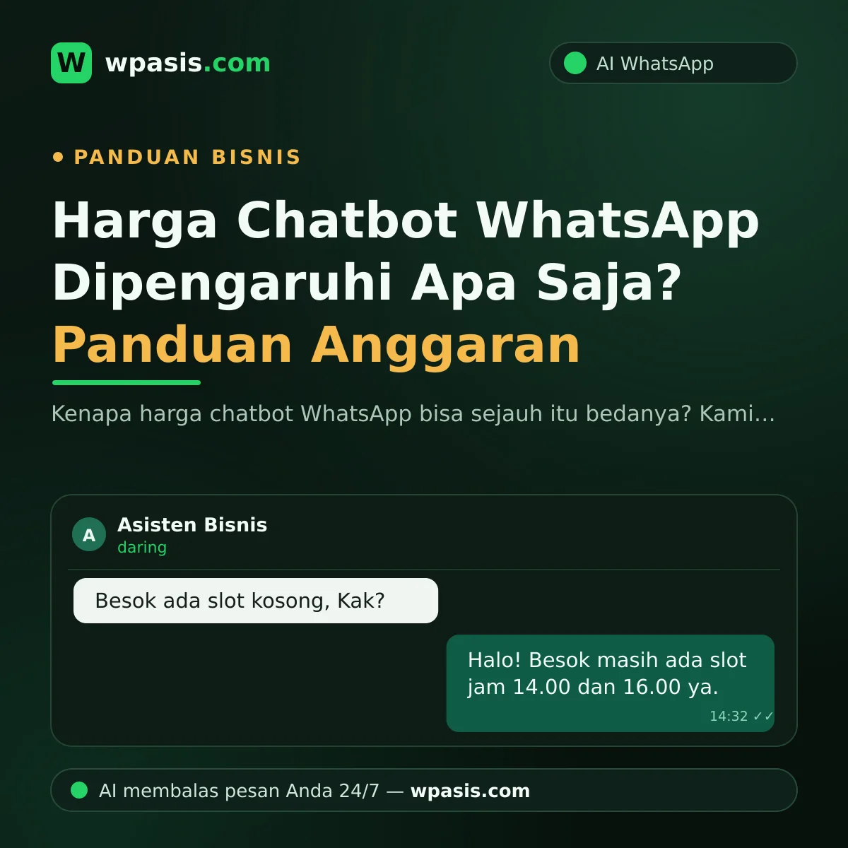 Harga Chatbot WhatsApp Dipengaruhi Apa Saja? Panduan Anggaran